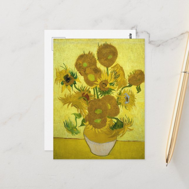 Van Gogh - Sunflowers, 4th Version, Repetition Postcard (Front/Back In Situ)