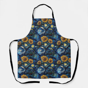 Van Gogh sunflowers and starry night  Apron