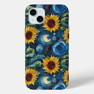 Van Gogh sunflowers and starry night iPhone 15 Mini Case