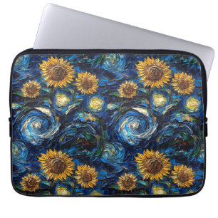 Van Gogh sunflowers and starry night Laptop Sleeve