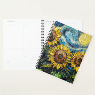 Van Gogh sunflowers and starry night Planner