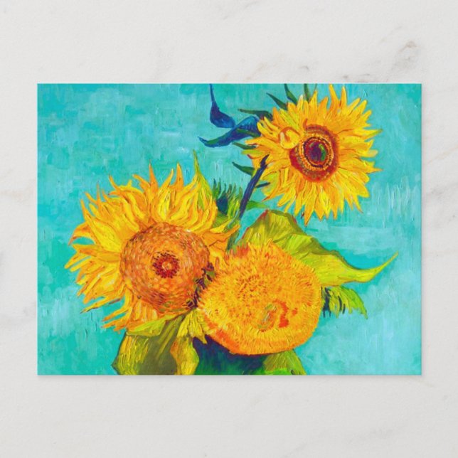 Van Gogh Sunflowers  Announcement Postcard (Front)