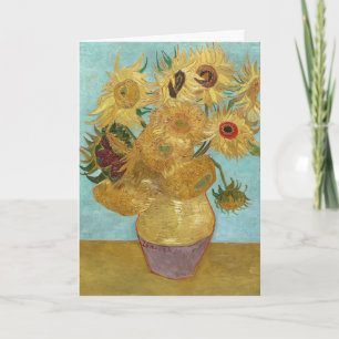 Van Gogh Sunflowers - Blue & Yellow Impressionism Card