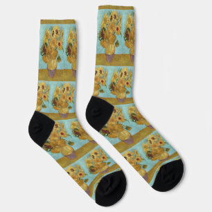 Van Gogh Sunflowers - Blue & Yellow Impressionism Socks