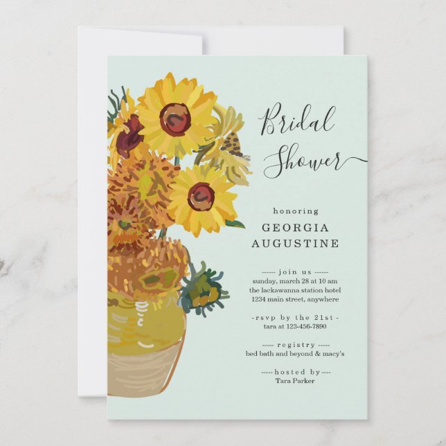 Van Gogh Sunflowers Bridal Shower Invitation (Front)