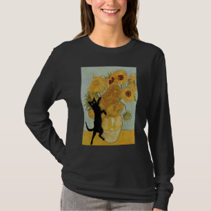 Van Gogh Sunflowers Funny cat art painting T-Shirt