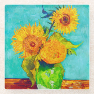 Van Gogh Sunflowers  Glass Coaster