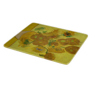 Van Gogh Sunflowers Glass Cutting Board