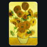 Van Gogh Sunflowers Magnet<br><div class="desc">Van Gogh Sunflowers magnet. Oil painting on canvas from 1888. Vase with Fifteen Sunflowers is one of Vincent Van Gogh’s most beloved still life works. The brilliant use of yellows quietly evokes the end of summer. A great gift for fans of sunflowers,  Van Gogh,  impressionism,  and still life art.</div>