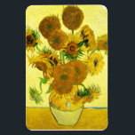 Van Gogh Sunflowers Magnet<br><div class="desc">Van Gogh Sunflowers magnet. Oil painting on canvas from 1888. Vase with Fifteen Sunflowers is one of Vincent Van Gogh’s most beloved still life works. The brilliant use of yellows quietly evokes the end of summer. A great gift for fans of sunflowers,  Van Gogh,  impressionism,  and still life art.</div>