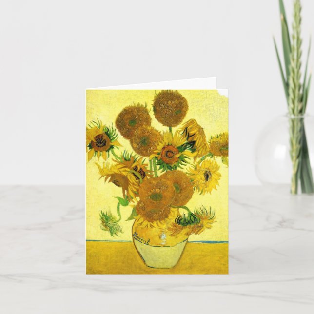 Van Gogh Sunflowers Note Card (Front)