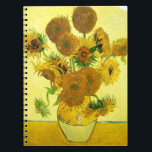 Van Gogh Sunflowers Notebook<br><div class="desc">Van Gogh Sunflowers notebook. Oil painting on canvas from 1888. Vase with Fifteen Sunflowers is one of Vincent Van Gogh’s most beloved still life works. The brilliant use of yellows quietly evokes the end of summer. A great gift for fans of sunflowers,  Van Gogh,  impressionism,  and still life art.</div>