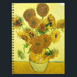 Van Gogh Sunflowers Notebook<br><div class="desc">Van Gogh Sunflowers notebook. Oil painting on canvas from 1888. Vase with Fifteen Sunflowers is one of Vincent Van Gogh’s most beloved still life works. The brilliant use of yellows quietly evokes the end of summer. A great gift for fans of sunflowers,  Van Gogh,  impressionism,  and still life art.</div>