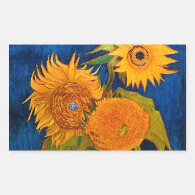 Van Gogh Sunflowers Rectangular Sticker (Front)