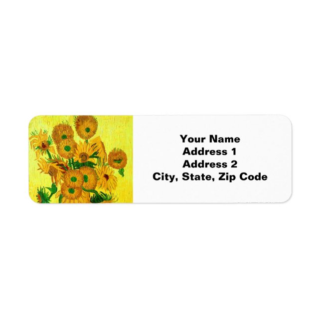 Van Gogh Sunflowers Return Address Label (Front)