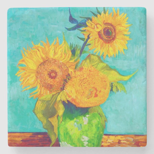 Van Gogh Sunflowers  Stone Coaster (Front)