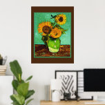 Van Gogh - Sunflowers, Three, Poster<br><div class="desc">Sunflowers,  three,  famous floral painting by Vincent van Gogh.</div>
