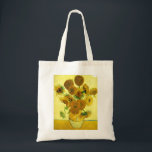 Van Gogh Sunflowers Tote Bag<br><div class="desc">Van Gogh Sunflowers tote bag. Oil painting on canvas from 1888. Vase with Fifteen Sunflowers is one of Vincent Van Gogh’s most beloved still life works. The brilliant use of yellows quietly evokes the end of summer. A great gift for fans of sunflowers, Van Gogh, impressionism, and still life art....</div>