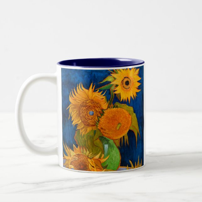Van Gogh Sunflowers Two-Tone Coffee Mug (Left)