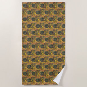 Van Gogh Sunflowers - Vintage Golden Floral Art Beach Towel