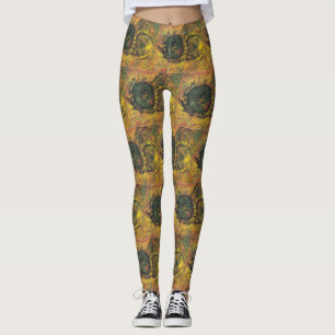 Van Gogh Sunflowers - Vintage Golden Floral Art Leggings