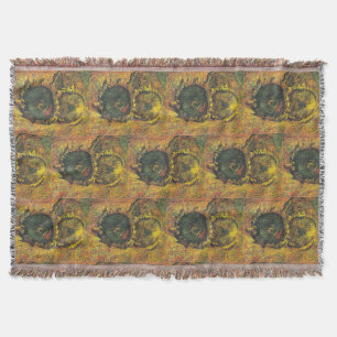 Van Gogh Sunflowers - Vintage Golden Floral Art Throw Blanket