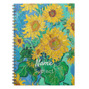 Van Gogh Sunflowers Yellow Flowers Custom Name Notebook