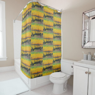 Van Gogh Sunset Arles - Vibrant Yellow River Shower Curtain