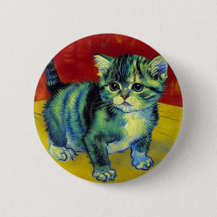 Van Gogh Tabby Cat 6 Cm Round Badge