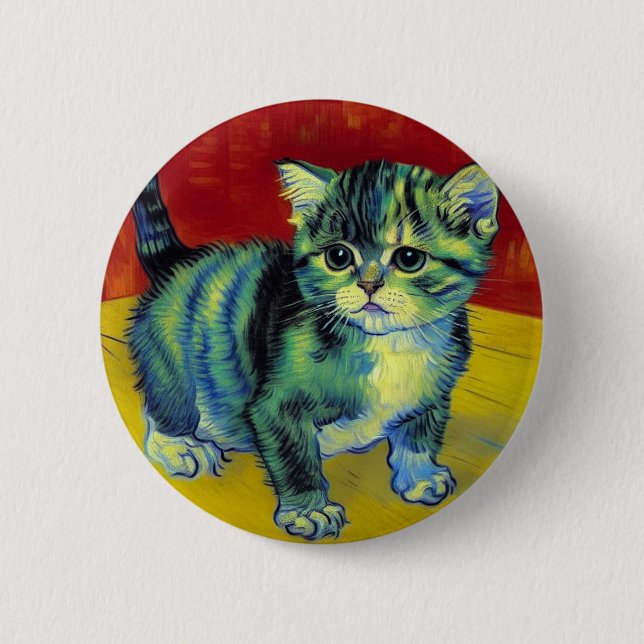 Van Gogh Tabby Cat 6 Cm Round Badge (Front)
