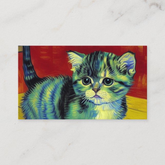 Van Gogh Tabby Cat Enclosure Card (Front)