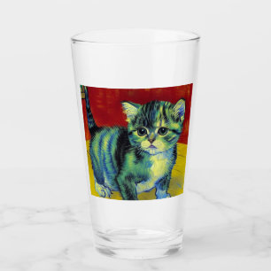 Van Gogh Tabby Cat Glass