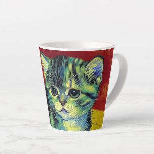 Van Gogh Tabby Cat Latte Mug