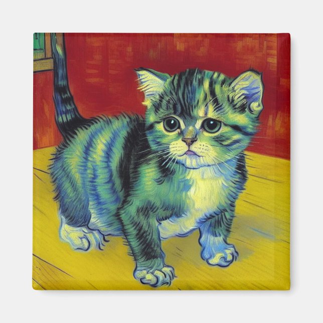 Van Gogh Tabby Cat Magnet (Front)