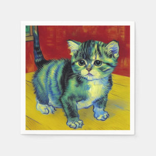 Van Gogh Tabby Cat Napkin