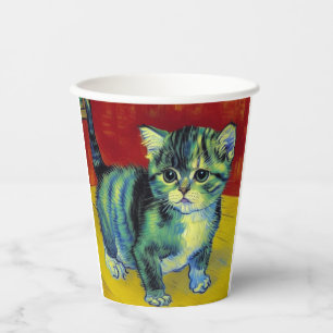 Van Gogh Tabby Cat Paper Cups