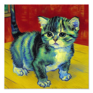 Van Gogh Tabby Cat Photo Print