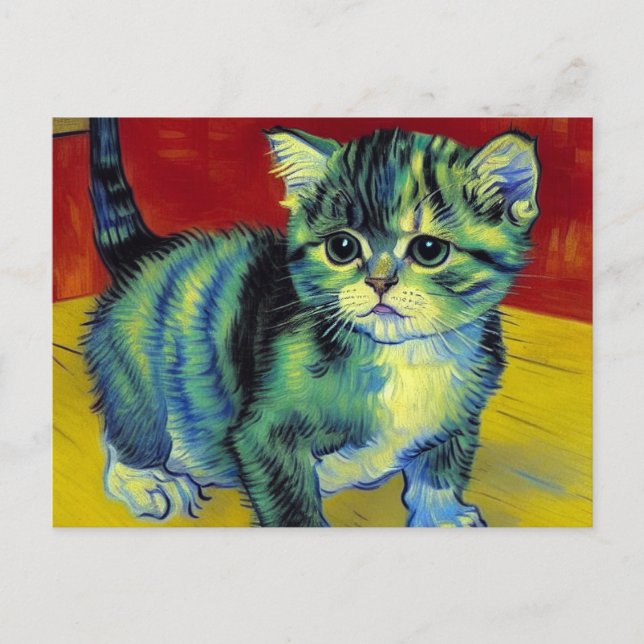 Van Gogh Tabby Cat Postcard (Front)