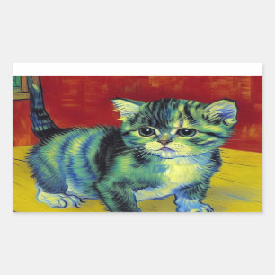 Van Gogh Tabby Cat Rectangular Sticker