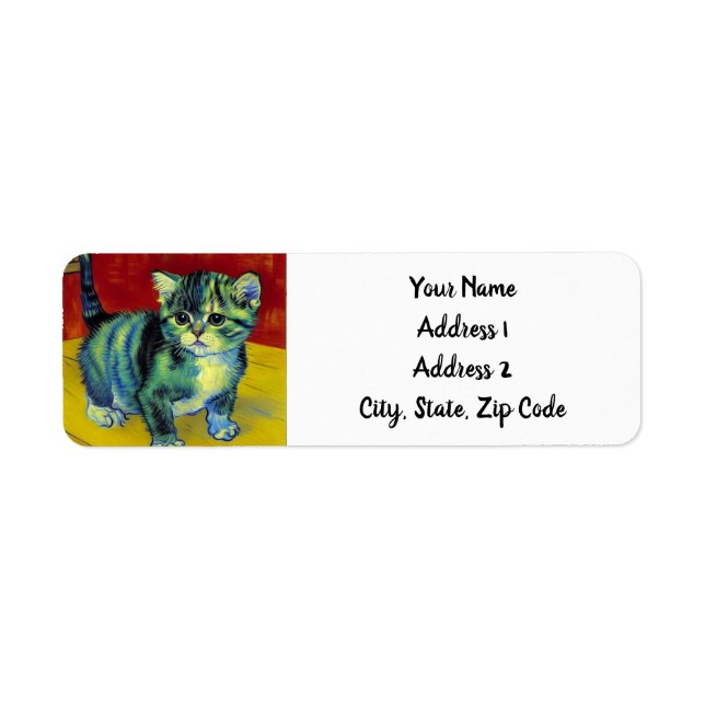 Van Gogh Tabby Cat Return Address Label (Front)