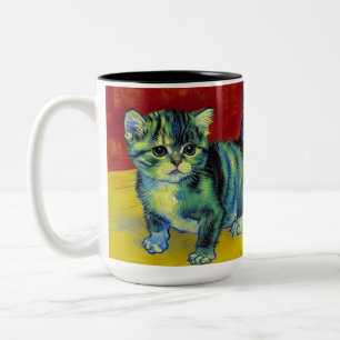 Van Gogh Tabby Cat Two-Tone Coffee Mug