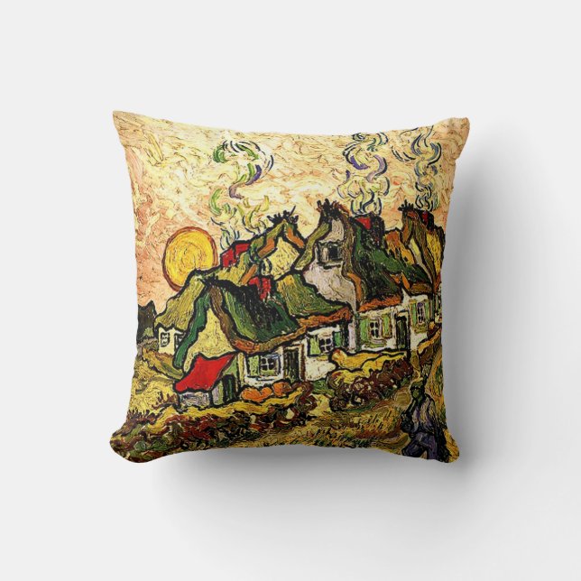 Van Gogh: Thatched Cottages in the Sunshine Cushion (Front)