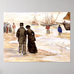 Van Gogh - The Beach at Scheveningen (couple) Poster