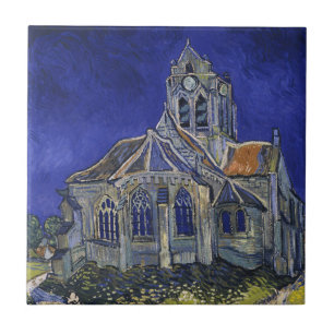 Van Gogh The Church at Auvers Blue Sky Art Ceramic Tile