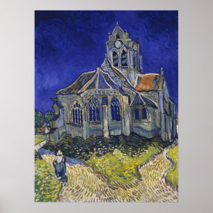 Van Gogh The Church at Auvers Blue Sky Art Poster
