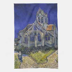 Van Gogh The Church at Auvers Blue Sky Art Tea Towel