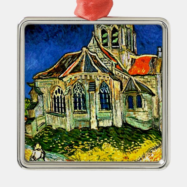 Van Gogh - The Church at Auvers, Metal Ornament (Front)