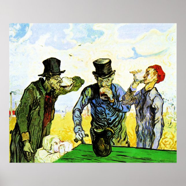 Van Gogh - The Drinkers, famous painting Poster (Front)