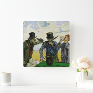 Van Gogh; The Drinkers, Vintage Post Impressionism Square Wall Clock