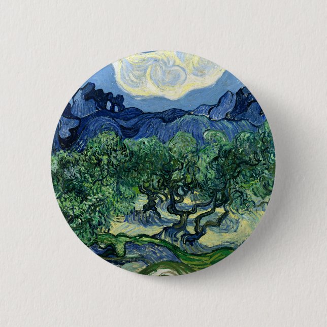 Van Gogh The Olive Trees Landscape Painting 6 Cm Round Badge (Front)